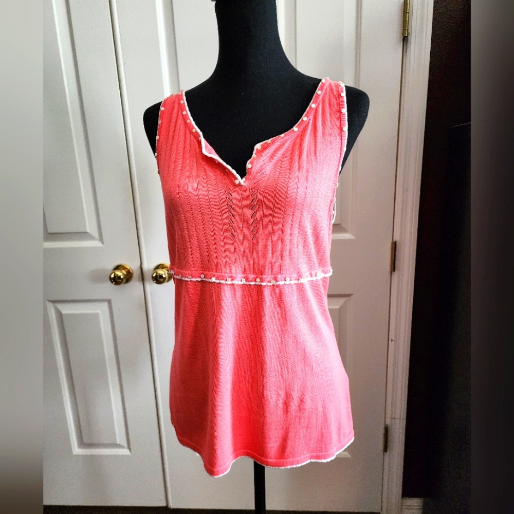Sigrid Olsen Sleeveless Tank - coral XL